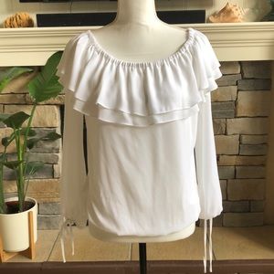 NWT Michael Kors off the shoulder white ruffle top size small